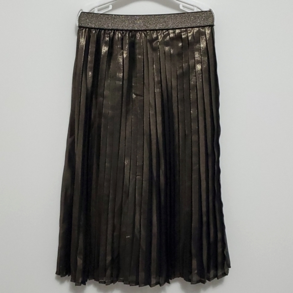 Catimini Girls Black Metallic Pleated Skirt